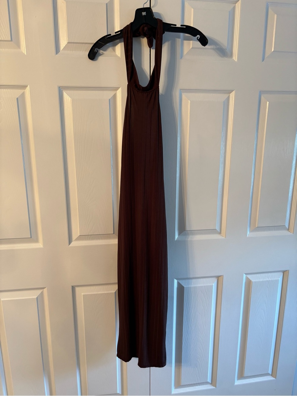 Boohoo Dark Chocolate Halter Maxi Dress